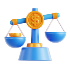 money scale financial unbalance condition 3d icon illustration render design