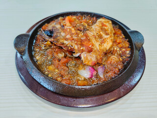 Grilled chicken chili sauce or gammi ayam, a typical food from Bontang