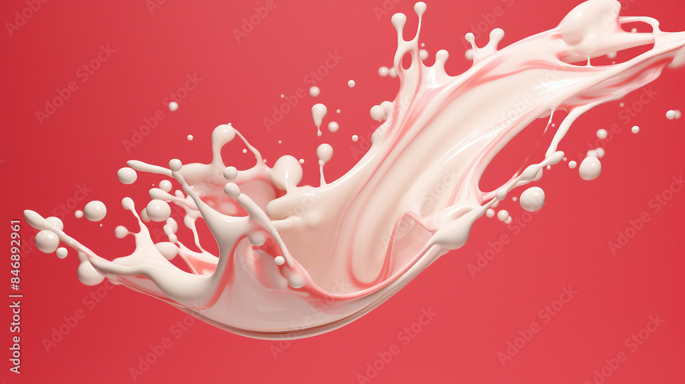 Wall mural Milky Splash - Abstract 3D Design for Drink or Background Creation. Stock Illustration of Milk Pouring and Splashing Graphic Element.