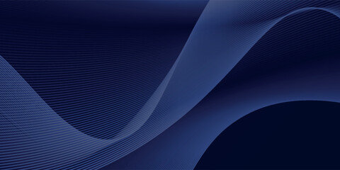 Dark abstract background with glowing wave. Shiny moving lines design element. Modern purple blue gradient flowing wave lines..