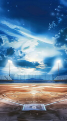 Softball or baseball field background. Generative AI.