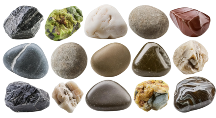 Collection of Stones Isolated on transparent background