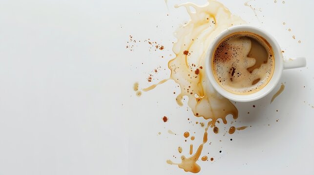 Coffee cup stains isolated on white top view : Generative AI