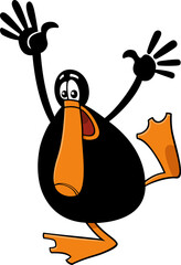 cartoon happy black duck animal character