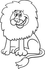 cartoon funny lion wild animal character coloring page