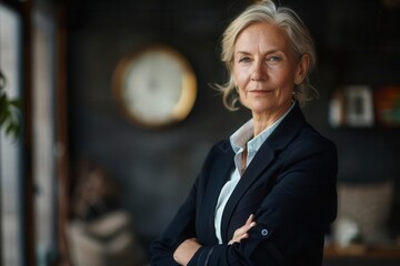 empowered executive confident senior businesswoman with arms crossed successful ceo portrait