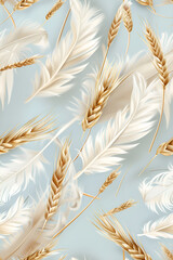 a close up of a bunch of wheat on a blue background
