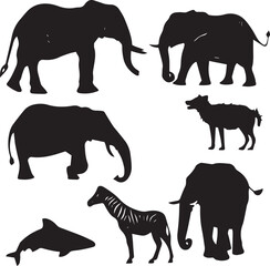 set of animals silhouette