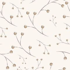 floral vector seamless pattern in beige colors botanical ornament
