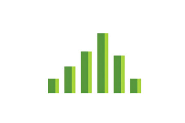 Green bar chart graphic illustration representing data analysis, statistics, growth, or financial metrics in a simplified, clean design.