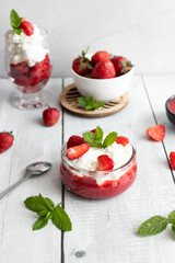 
Strawberry sweet dessert. on a wooden background. berry. dessert