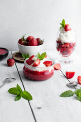 
Strawberry sweet dessert. on a wooden background. berry. dessert