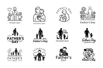  Father's day logo icon set art illustration.
