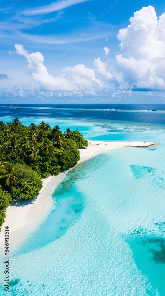 Wall mural Aerial View of Natural Paradise with Beautiful Lagoon and White Sandy Beach