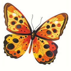 Naklejka premium Bright Colorful Butterfly Illustration with Detailed Designs on White Background