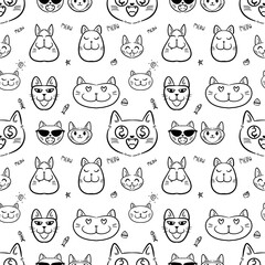 a pattern with line face cats