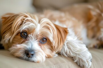 high definition portrait of adorable dog with expressive eyes and fluffy fur animal photography