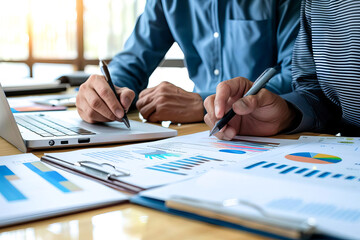 A mentor discussing a report with a colleague, highlights professional collaboration, with copy space