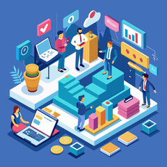  isometric view of business advisory service concept vector illustration