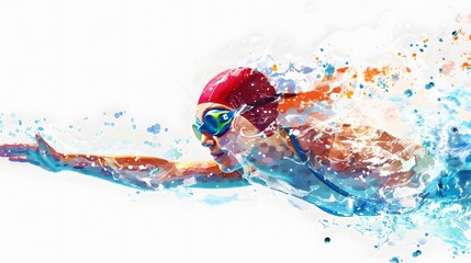 professional female swimmer isolated on white