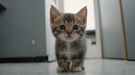 Curious Kitten Exploring the Indoors