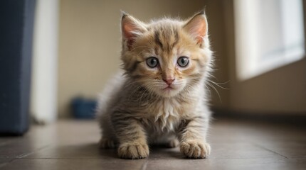 Curious Kitten Discovering the Indoors