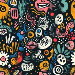 Naklejka premium Photo of Playful doodle texture with whimsical, handdrawn elements