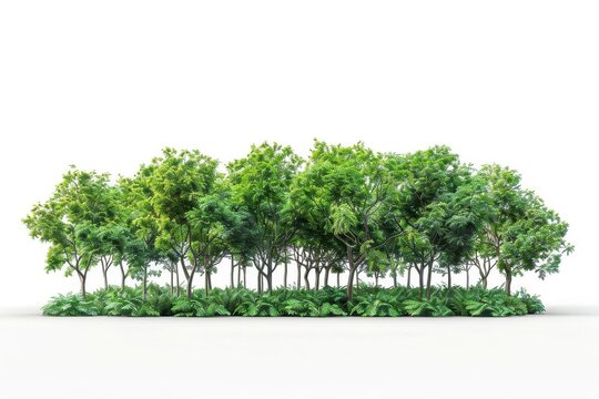 lush bucida buceras and terminalia ivorensis trees on white 3d rendering