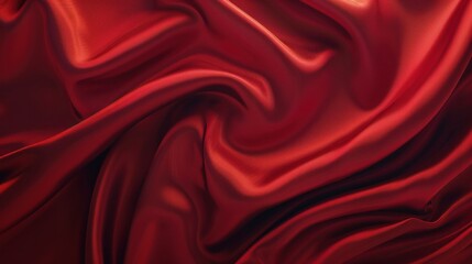 Obraz premium Red satin fabric with wavy folds for fashion and beauty editorial shoot