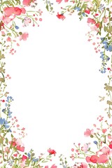 Fototapeta premium Watercolor Flower Square Frame Illustration Background for Design