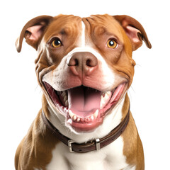 Smiling American Pit Bull Terrier on Transparent Background