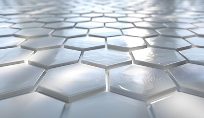 Fototapeta premium 3d render of white abstract background with hexagon pattern
