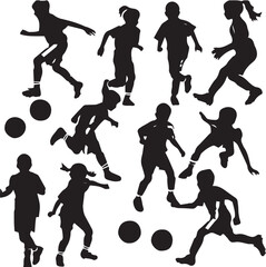 children playing soccer silhouettes