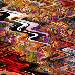 Combination textile collage pattern of wave and lines colored leopard snake tiger textures
