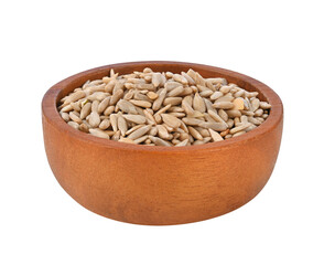 Dry Sunflower Seeds in wood bowl on transparent png