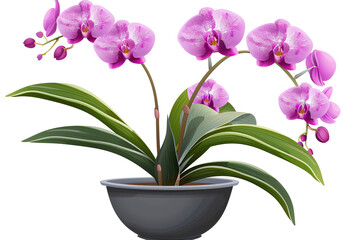 Naklejka premium orchid, flower, plant, pot, purple, pink, isolated on transparent or white background 