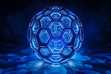 Fototapeta premium hive pattern wrap earth sphere,blue neon,digital element