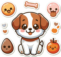 Cute Baby Dog Stickers Vector Art Illustrations