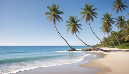 Palm trees seascape, paradise sand ocean beach background, banner poster header design