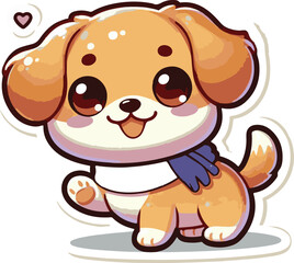 Cute Baby Dog Stickers Vector Art Illustrations