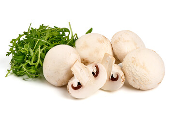 Champignon mushrooms, isolated on white background
