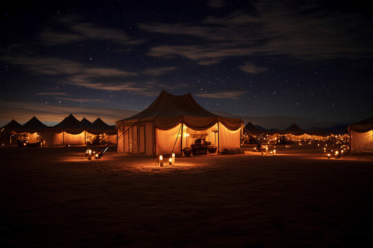 ramadan tent at night in the desert