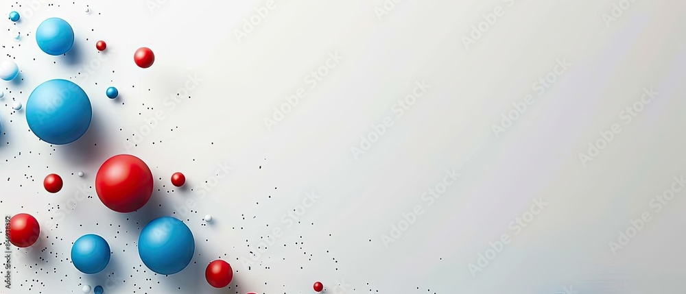 Canvas Prints abstract background with red and blue spheres on a light gradient, offering a minimalistic and vibra