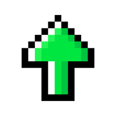 Up arrow pixel art isolated on a white background. Vector 8 bit illustration.