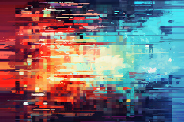 screen damage. Digital glitch error. Colorful background