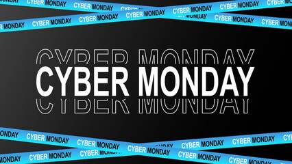 Black and blue ribbons for sale. Black Friday, Cyber Monday. Crossed ribbons moving. 4k animation