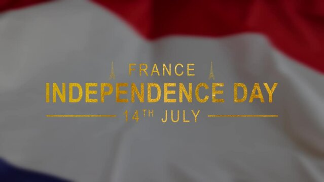 Happy Bastille Day Lettering Text Animation, Great for Celebrations, Ceremonies, Festivals, greetings, and banners. Happy Bastille Day 14th of July. 