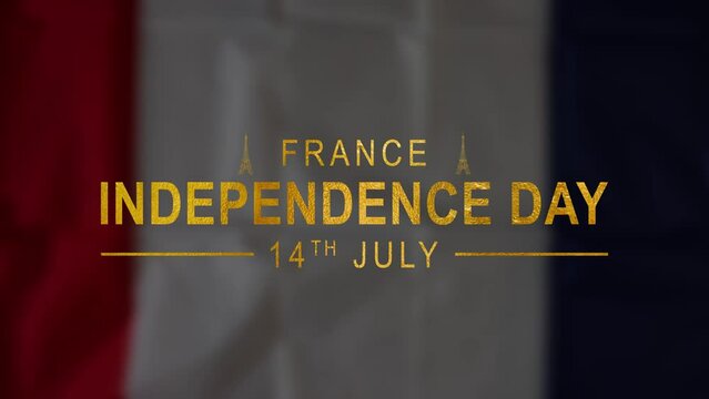 Happy Bastille Day Lettering Text Animation, Great for Celebrations, Ceremonies, Festivals, greetings, and banners. Happy Bastille Day 14th of July. 