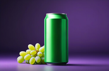 Can of soda on purple background