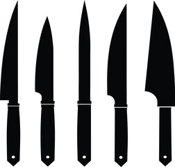 Kitchen and meat cutting knives set realistic vector of chef and butcher tools